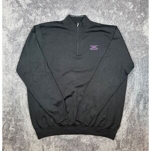 Peter Millar Mens XL Black Merino Wool Lyocell 1/4 Zip Pullover